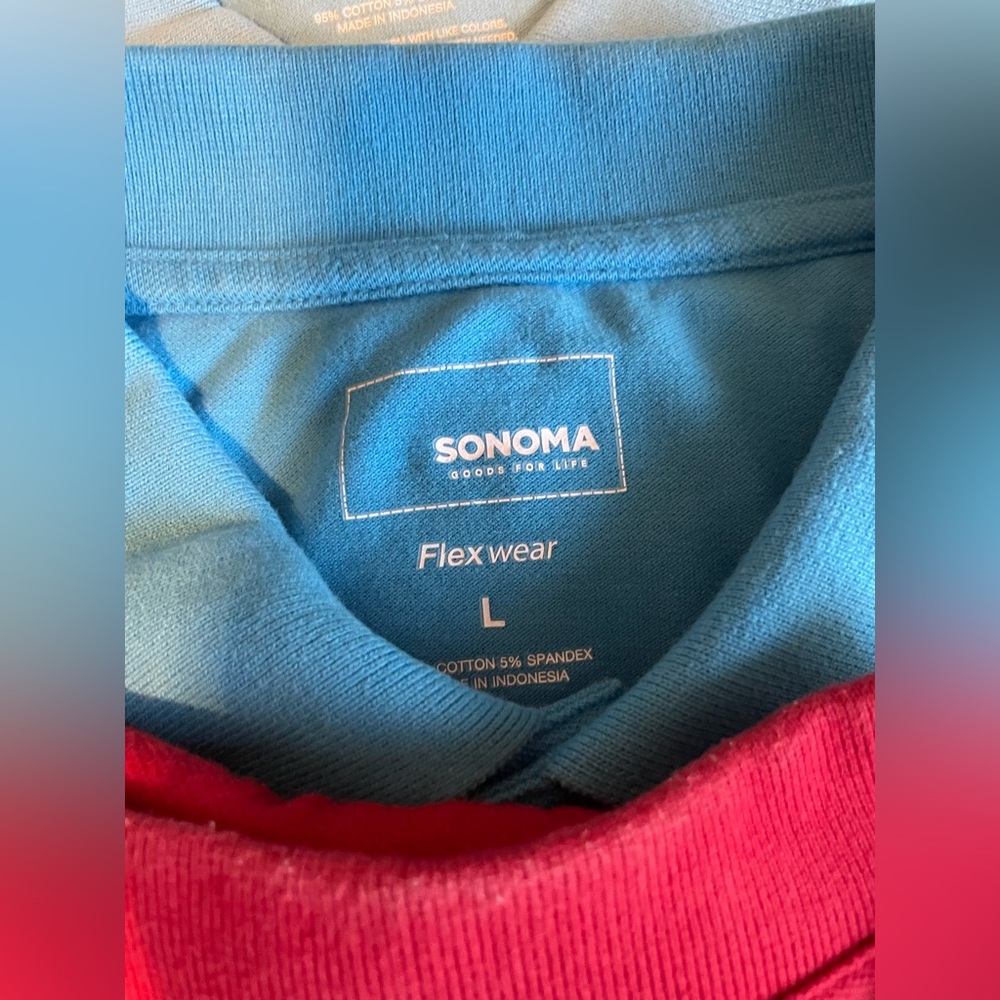 Sonoma Flexwear Polo Shirt Trio Red, Blue, Light Blue Men’s Large - Picture 3 of 4